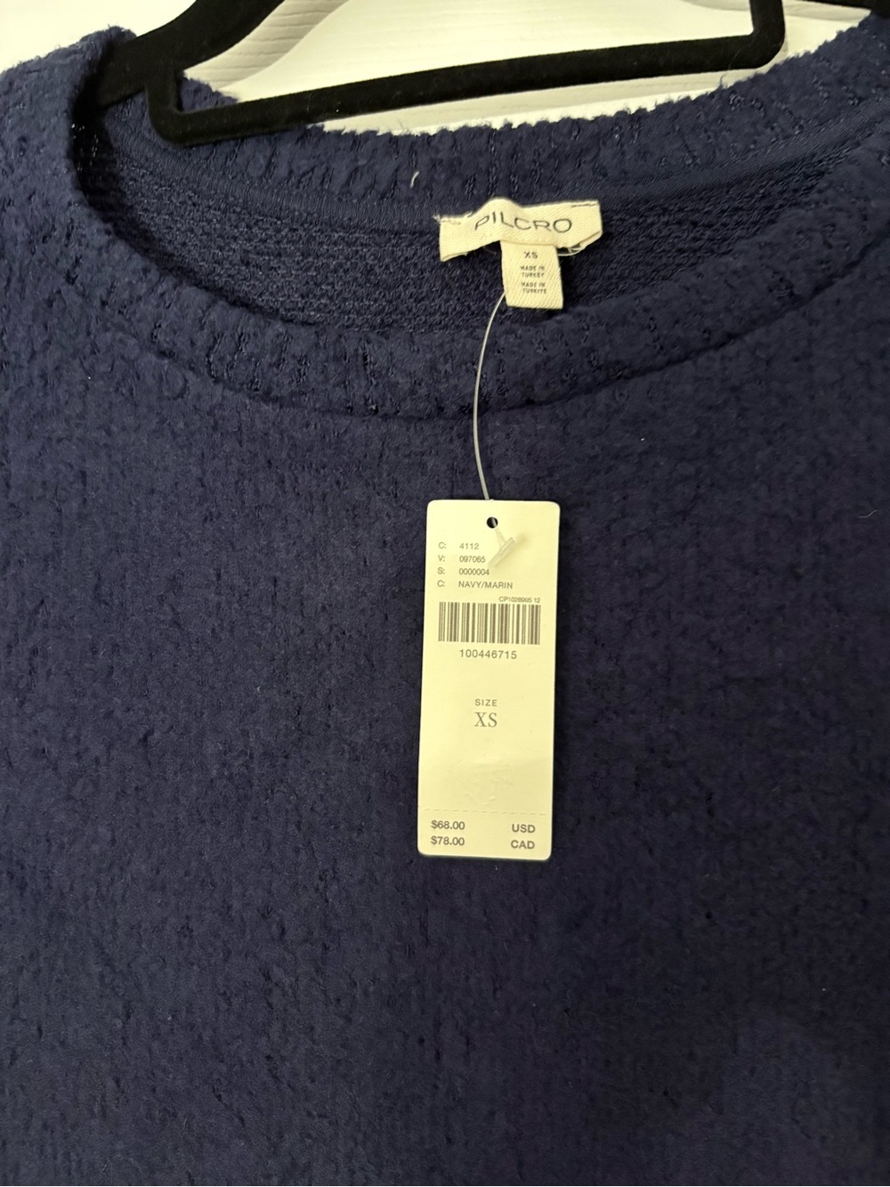 NWT Pilcro Navy Textured Short Sleeve Sweater Twofer Top - Picture 3 of 6
